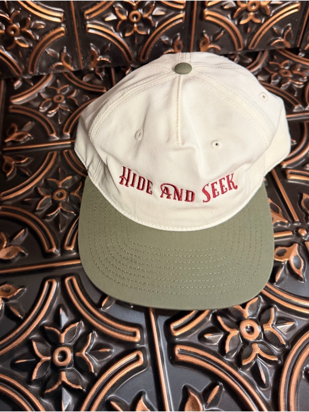 Hide and Seek Kids Two-Tone Baseball Cap - Cream & Olive
